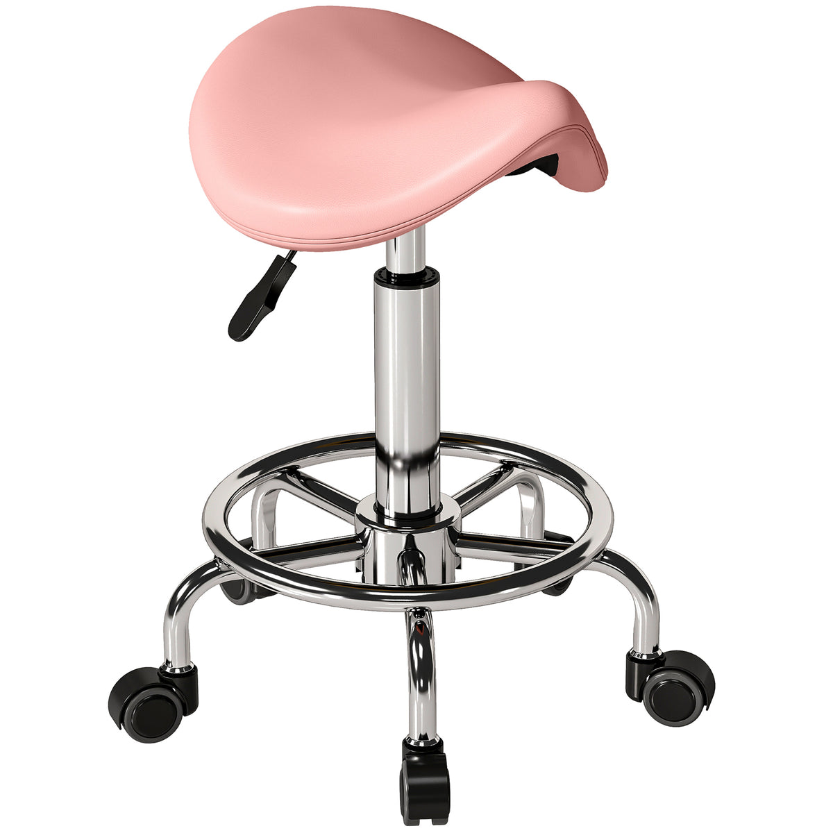 Saddle Chair, Rolling Salon Stool For Massage Spa | Pink