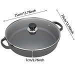 30cm/33cm/35cm Dia Pre-seasoned Round Cast Iron Braiser Pan With Lid & Double Handles | Large