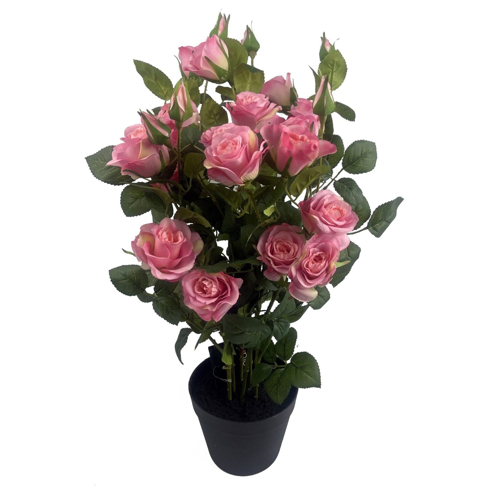 60cm Artificial Rose Bush Premium Pink Silk Flowers And Leaves