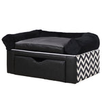PawHut Dog Sofa Bed With Storage, Drawer, Soft Cushion, For Small Dogs - Black
