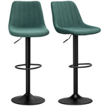 Bar Stools Set Of 2 Adjustable Swivel With Backrest | One Size | Green