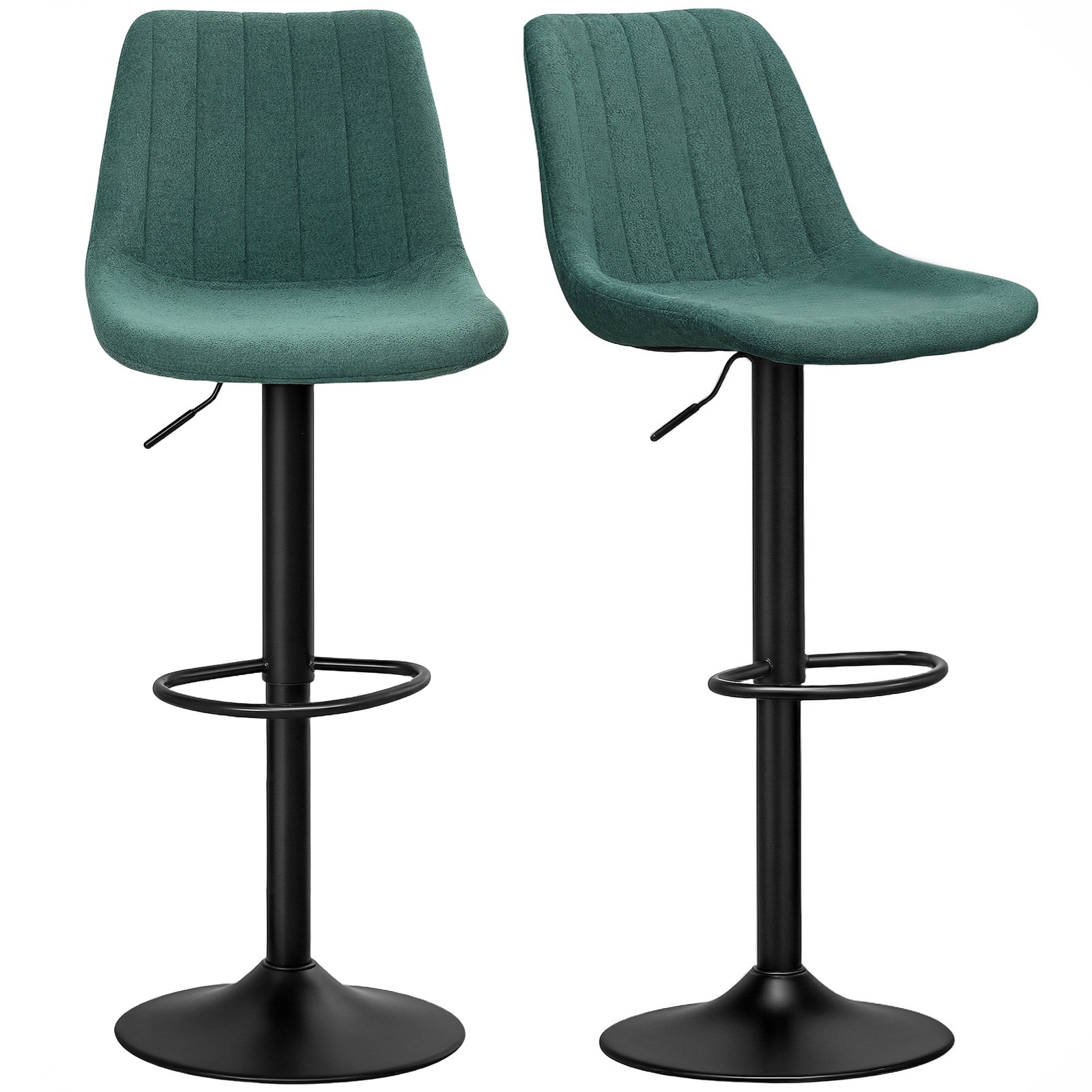 Bar Stools Set Of 2 Adjustable Swivel With Backrest | One Size | Green