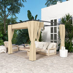 3 X 3(m) Pergola With Retractable Roof And Curtains | Khaki