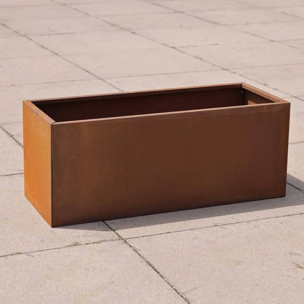 Corten Steel Trough Planter - Pre-rusted | 75cm x 32cm x 32cm | Brown