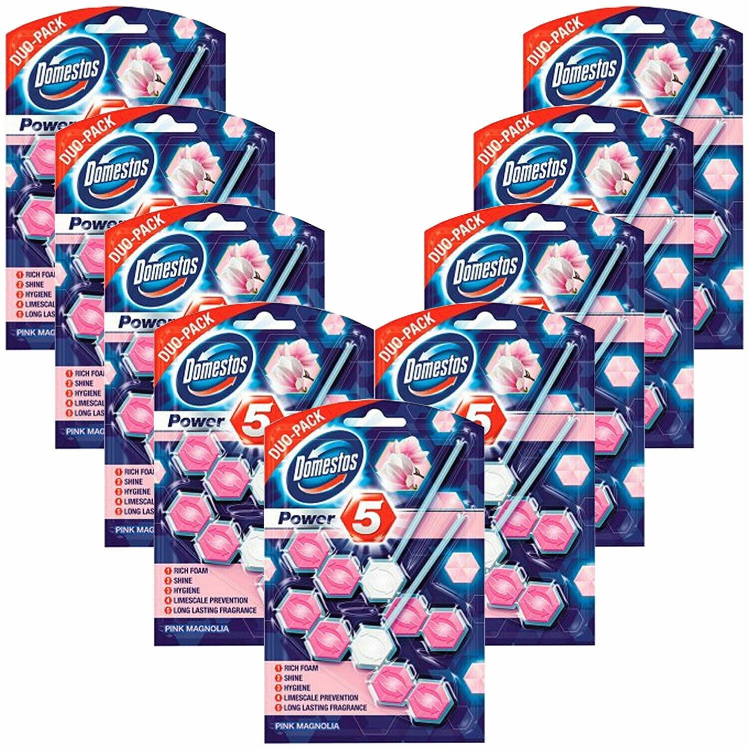 Power 5 Toilet Block, Pink, 9 Packs Of Duo Pack