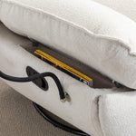 Fallon Boucle Fabric Swivel Based Recliner Chair Phone Holder | Cream