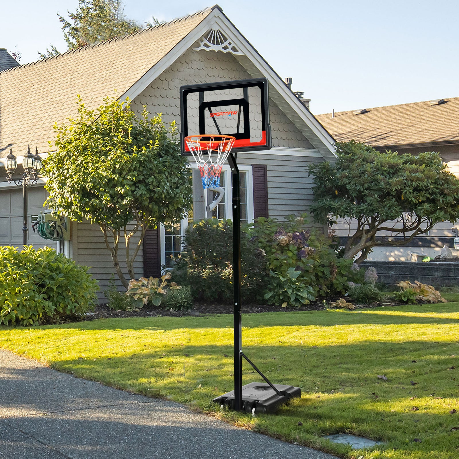 2.1-2.6m Basketball Hoop And Stand With Weighted Base | Black