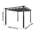 4m X 3m Outdoor Aluminium Pergola With Pu-coated Water-resistant Polyester Canopy, Adjustable Shade, Rust-resistant Black Frame