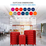 Set Of 3 Hard Shell Suitcase Cabin & Check In Cases With Tsa Lock - Overhead Cabin With Medium & Large Check-in Bag | Set of 3 | Red