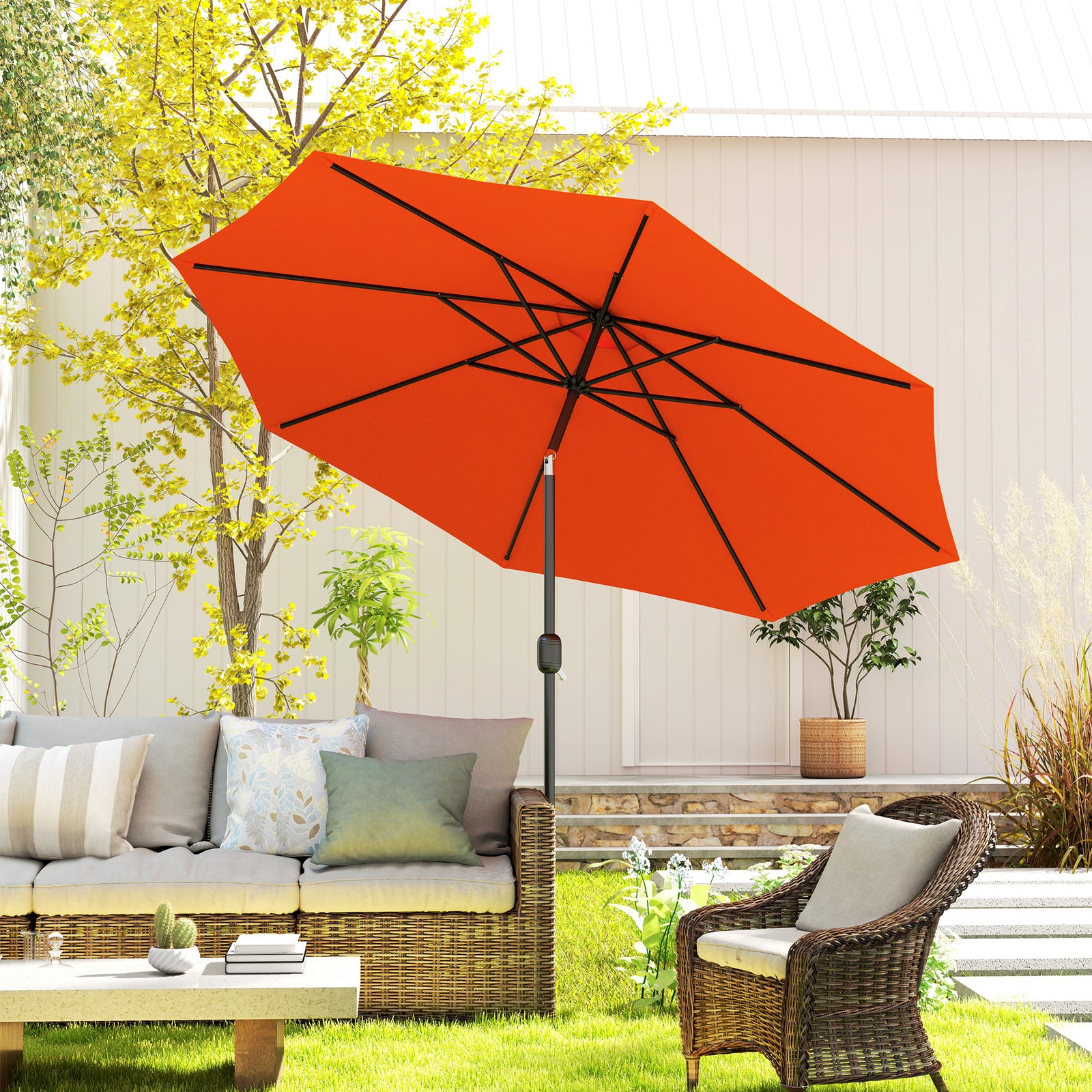 3(m) Patio Umbrella Outdoor Sunshade Canopy W/ Tilt & Crank