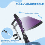6 In 1 Kids Trike, Stroller With Parent Handle | Purple