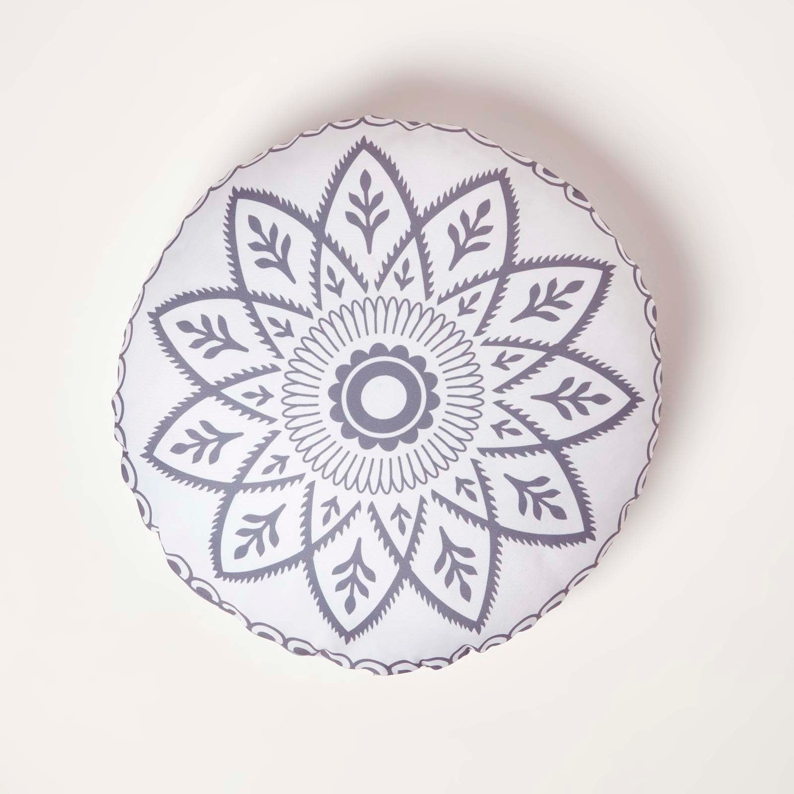 Henna Round Grey Outdoor Cushion 40 Cm, Set Of 2 | 40cm | Grey