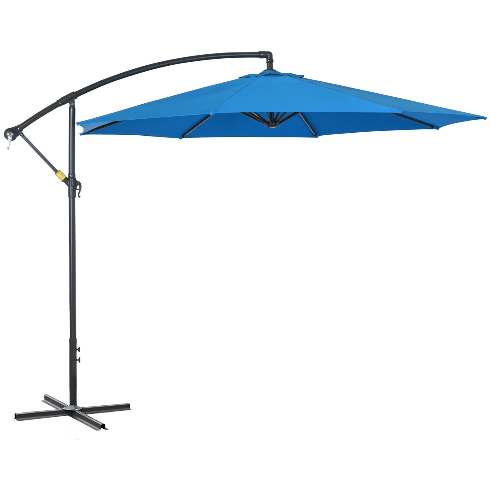 3(m) Cantilever Parasol Banana Umbrella w/ Crank, Cross Base | Blue
