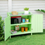 Garden Storage Cabinet Potting Bench Galvanised Top Green