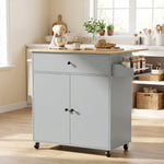 Kitchen Island With Drop Leaf, Rolling Kitchen Storage Trolley | Grey
