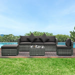 6 Pieces Rattan Furniture Set Garden Sofa Conservatory | Gray