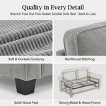 Ramy Corduroy Sofa Bed 2 Seater | Grey