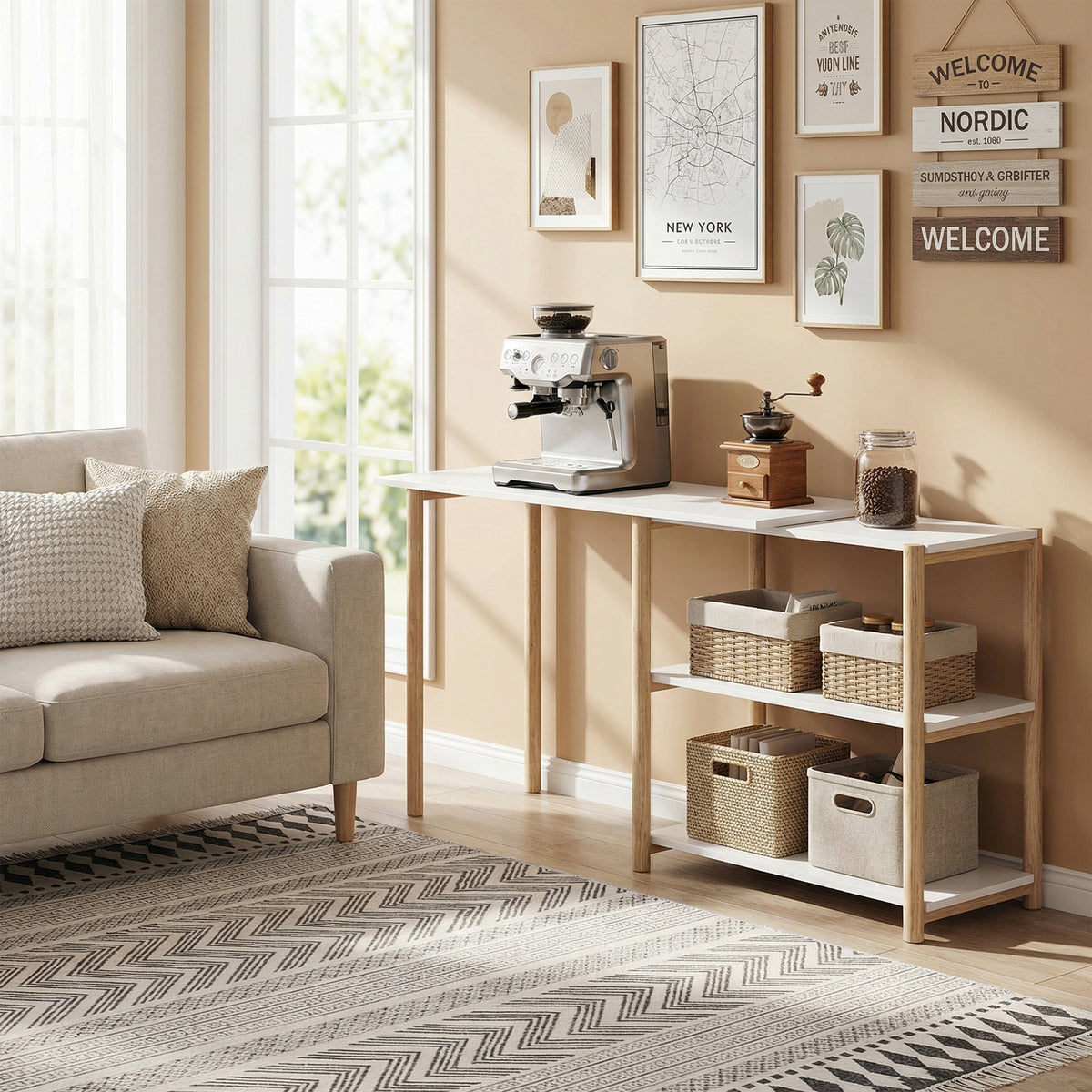 HOMCOM Computer Desk With Storage Shelves 150 Cm White/oak