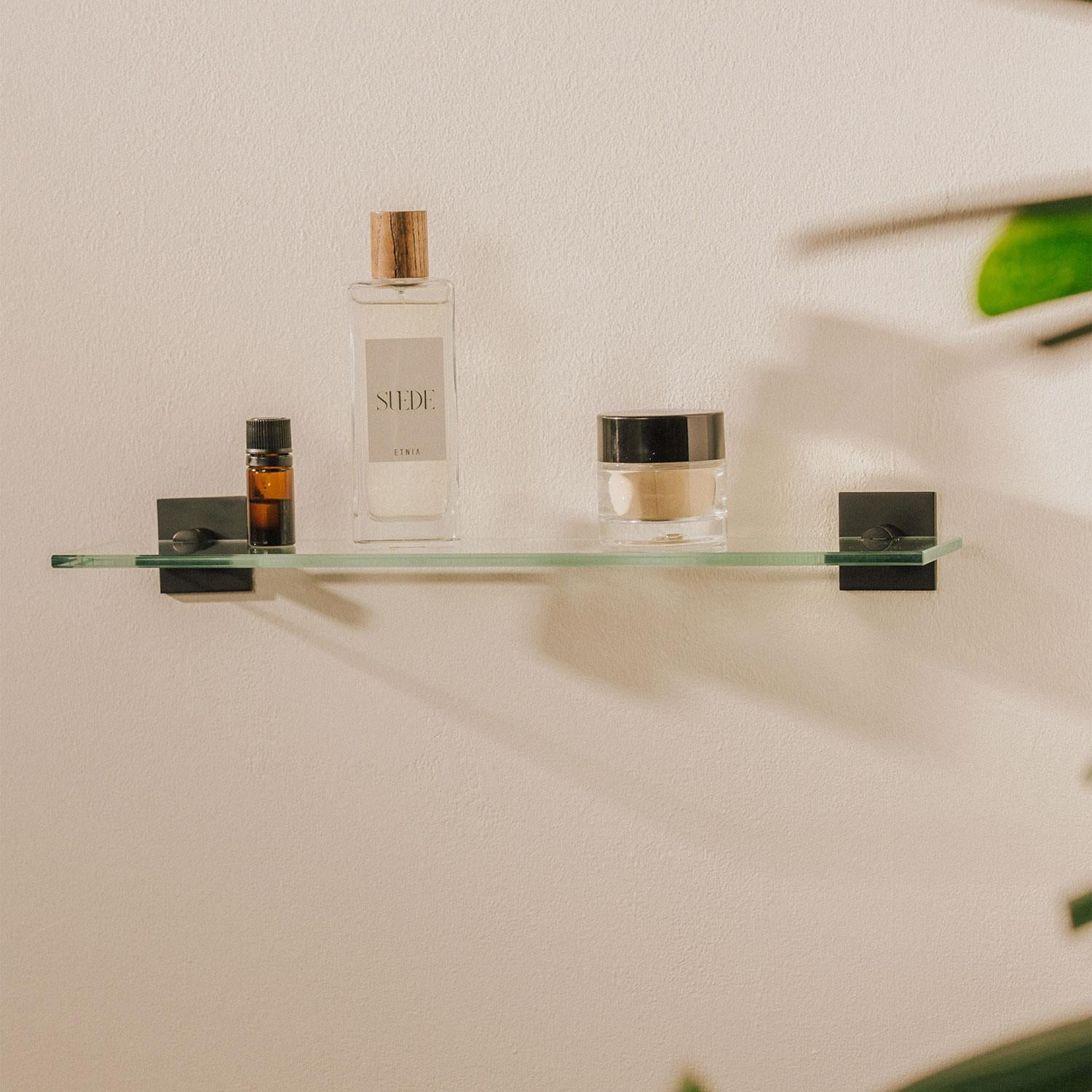 Glass Bathroom Shelf Organizer 40cm Chrome Stick Collection