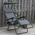 Zero Gravity Chair Adjustable Patio Lounge W/ Cup Holder | Light Slate Gray