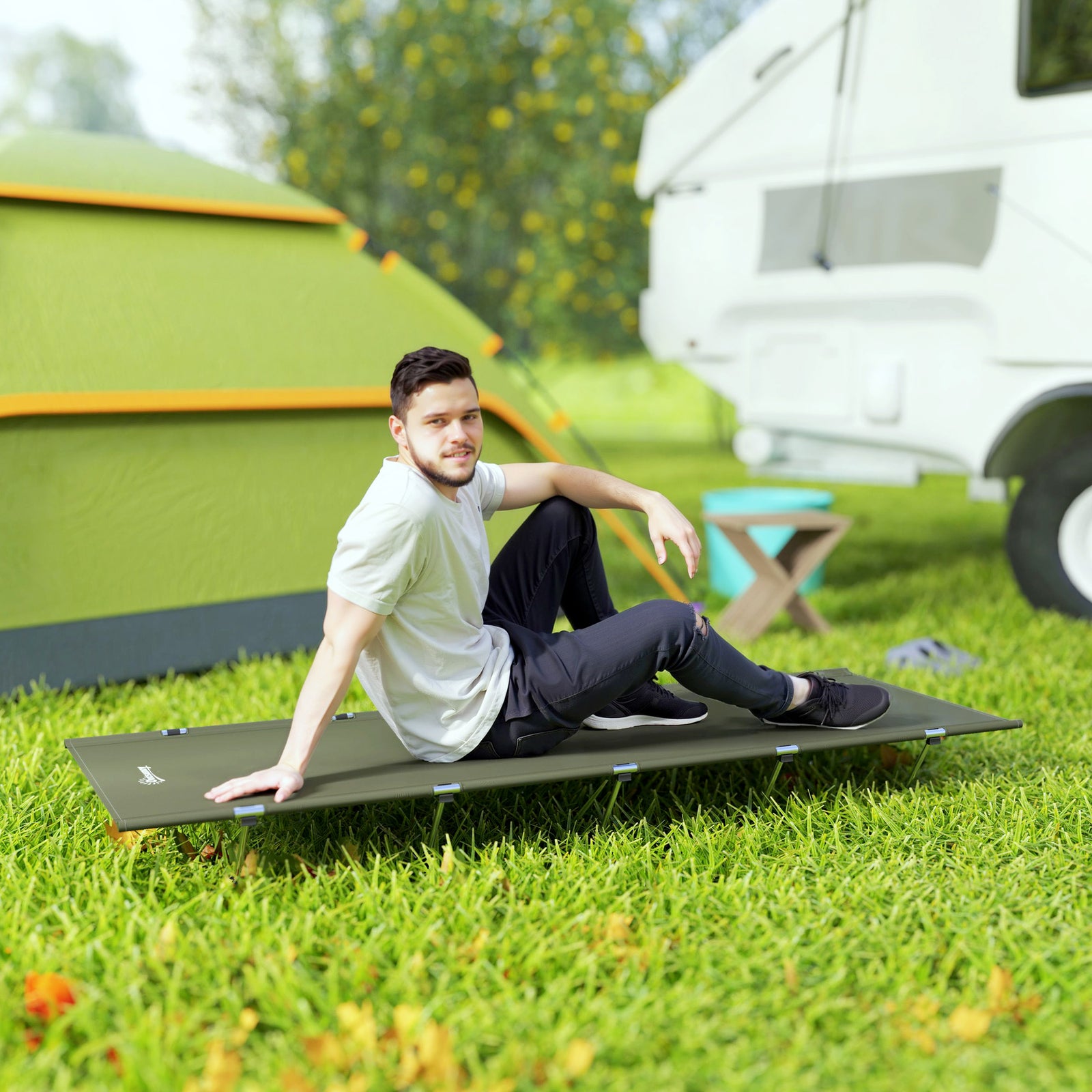 Lightweight Camping Cot Portable Compact Sleeping Bed | Green