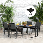 Set Of 4 Outdoor Seat Cushion With Ties, For Patio Furniture | Black
