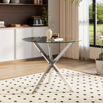 90cm Dia Dining Table Round Tempered Glass Coffee Table