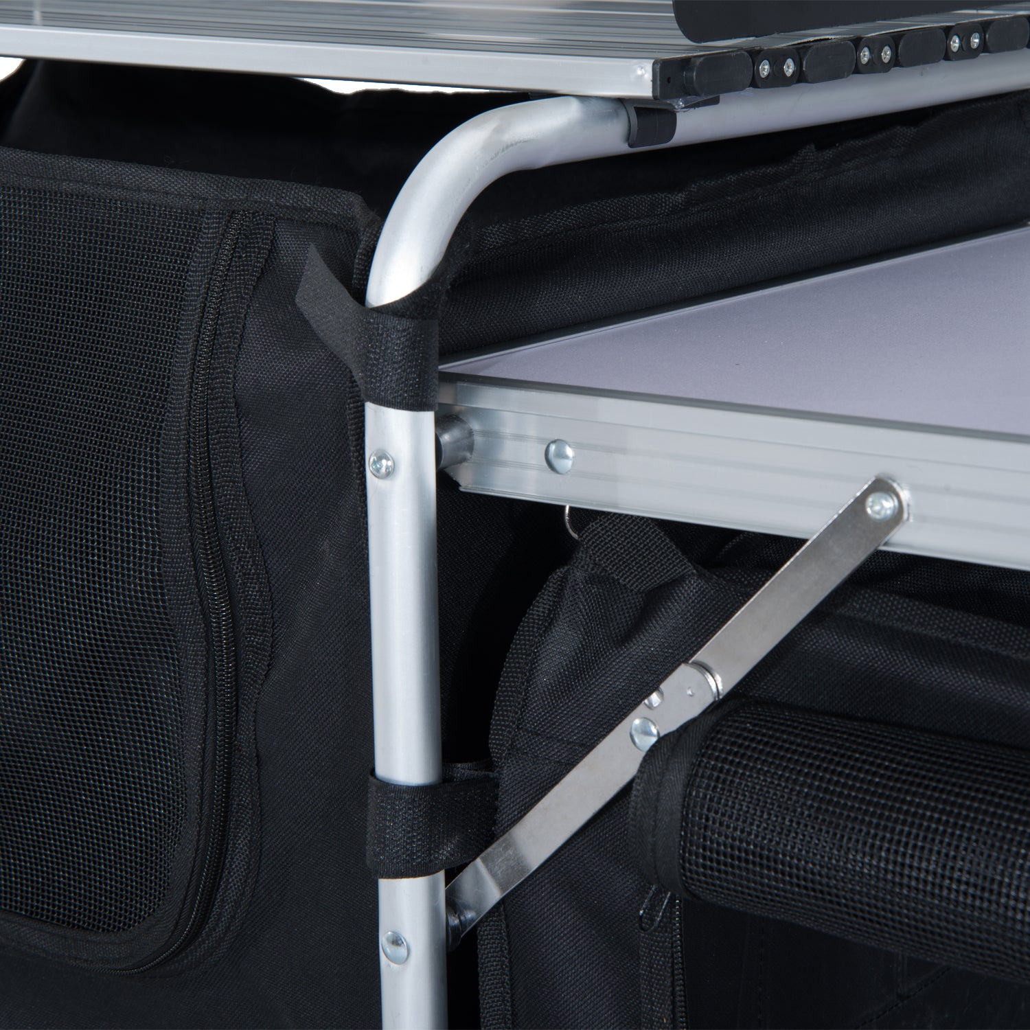 Outsunny Folding Camping Kitchen Cabinet Picnic Table Cupboard