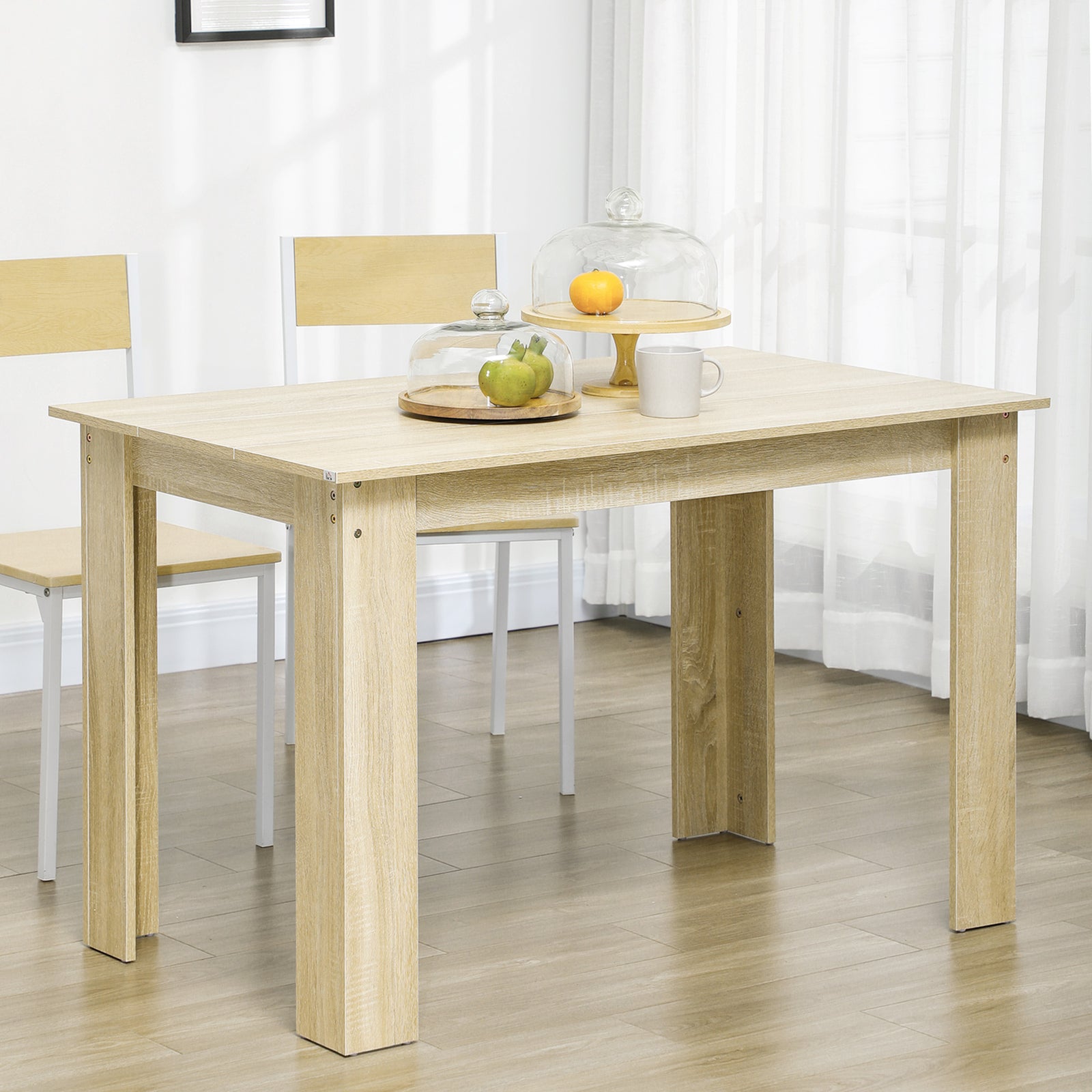 Dining Table For 4-6 People, Wood Effect Tabletop | Oak