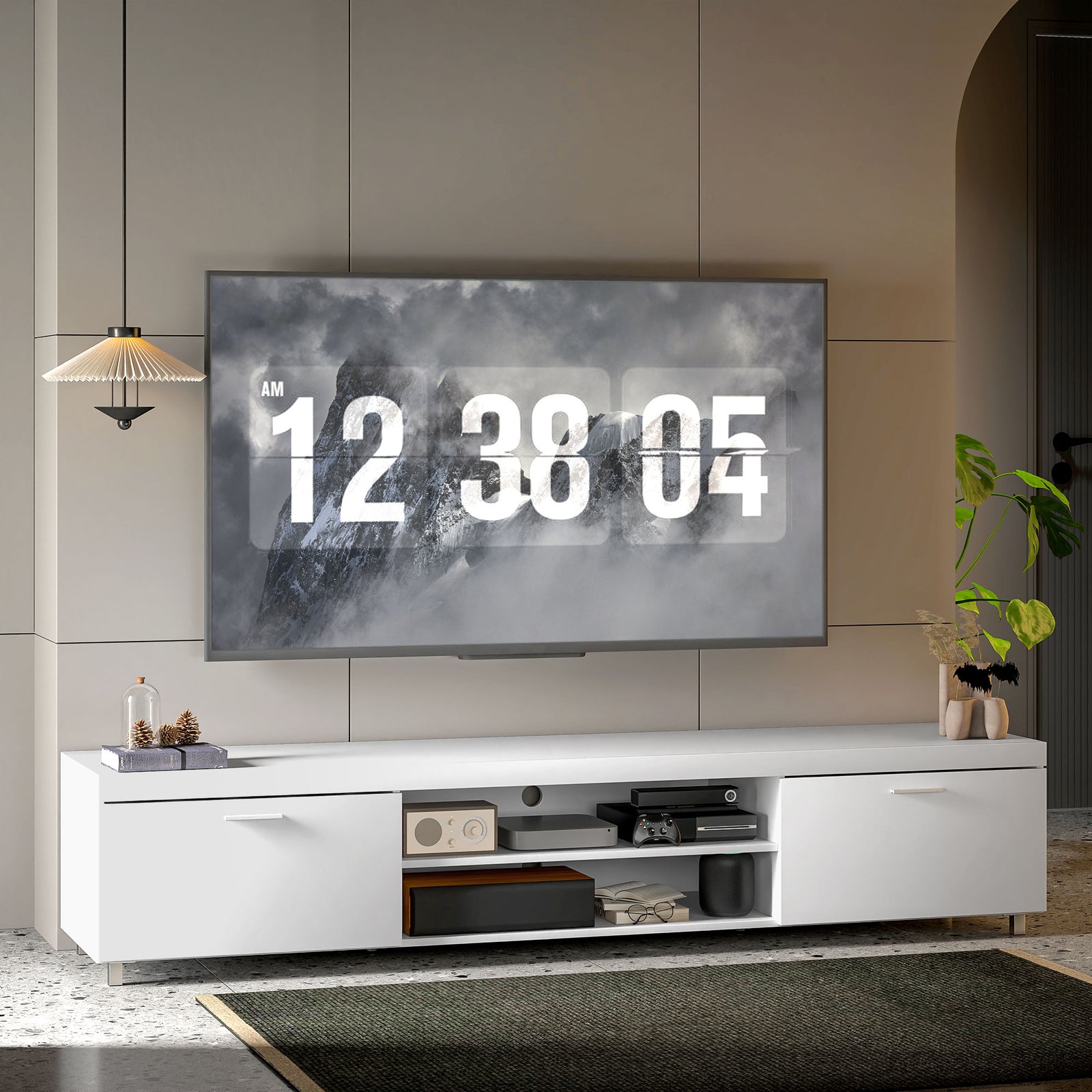 Modern Tv Unit With Cabinet Shelf For Living Room