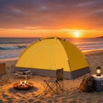 2 Person Camping Tent, Dome Tent With Storage Pocket | Yellow