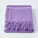 Cotton Morocco Striped Throw | 225cm x 255cm | Mauve