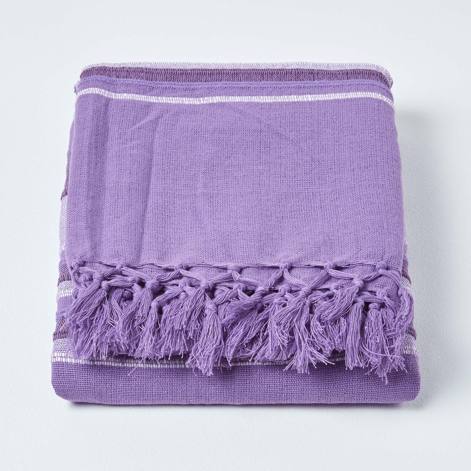 Cotton Morocco Striped Throw | 150cm x 200cm | Mauve