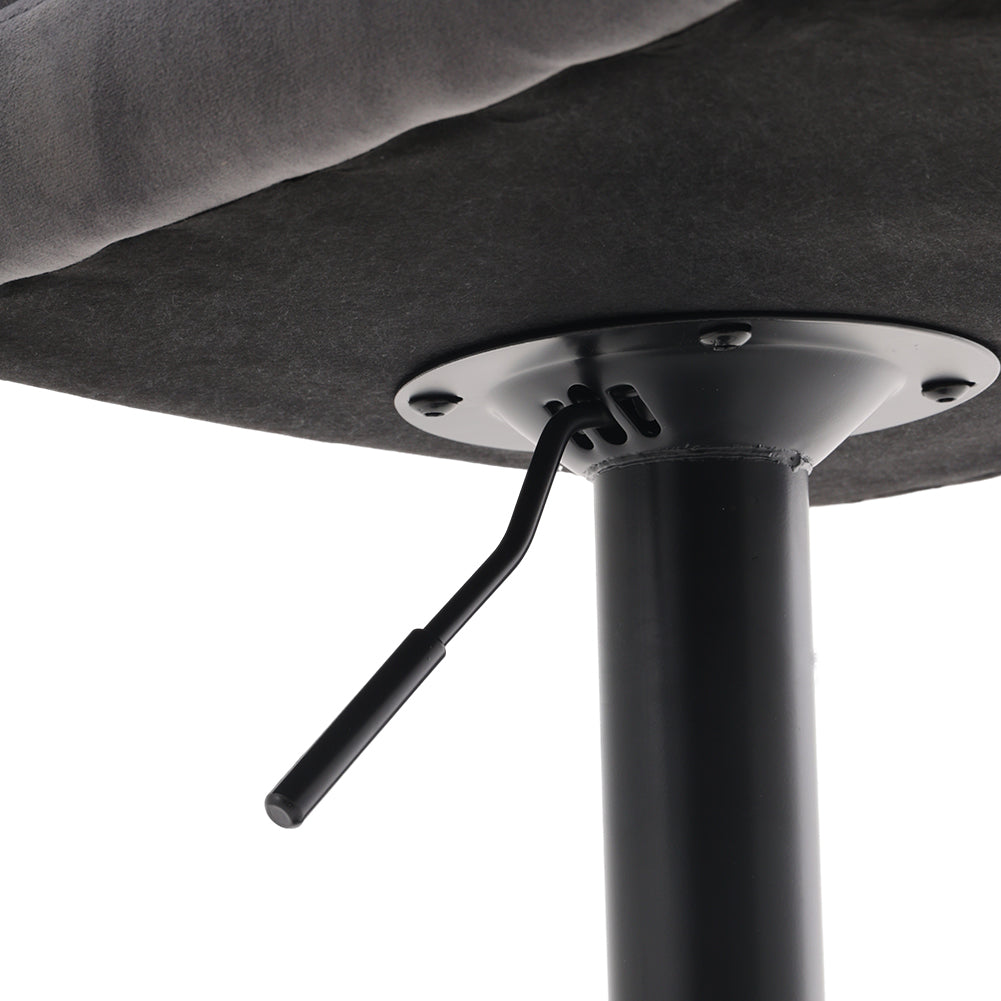 Set Of 2 Height Adjustable Velvet Upholstered Bar Stools With Metal Base | Grey