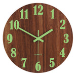 Wooden Luminous Quartz Non-ticking Wall Clock Battery Operated