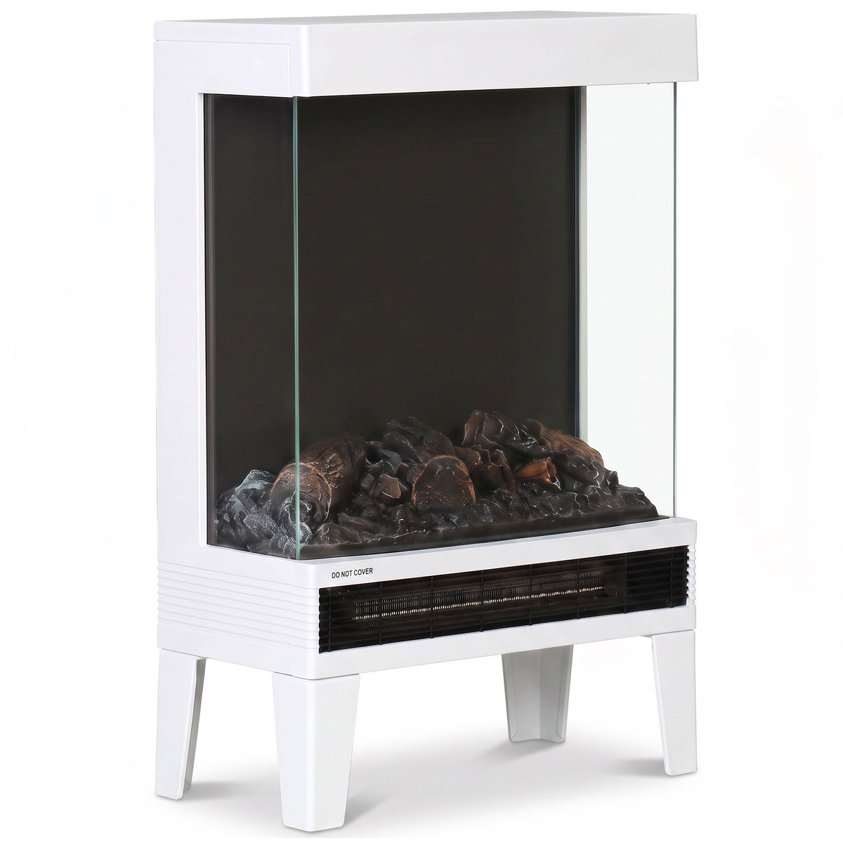 Freestanding Stove With Led Flame Effect, White