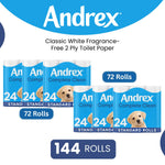 Toilet Rolls X144 Classic Fragrance-free 2 Ply Toilet Paper Rolls