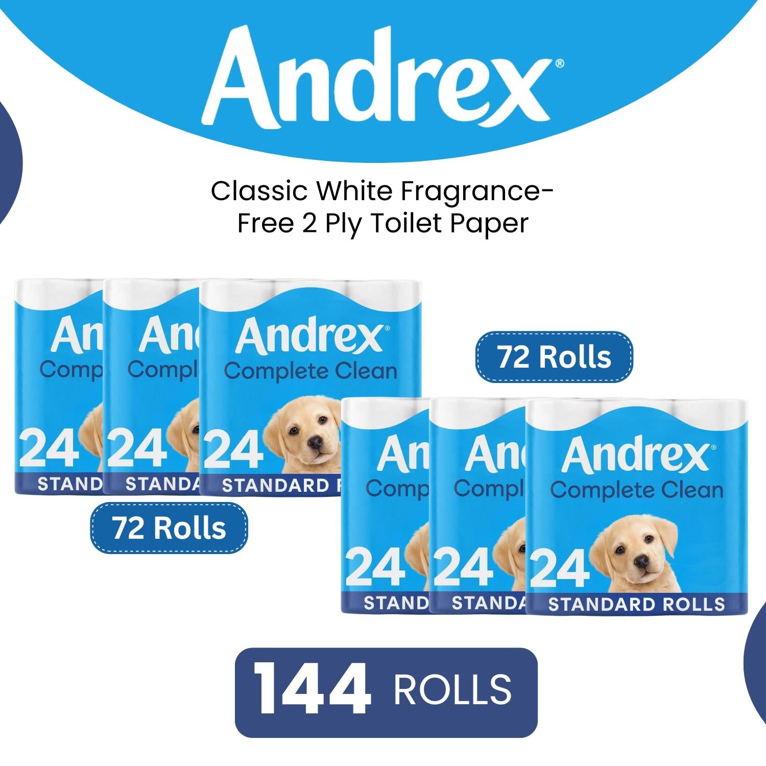 Toilet Rolls X144 Classic Fragrance-free 2 Ply Toilet Paper Rolls