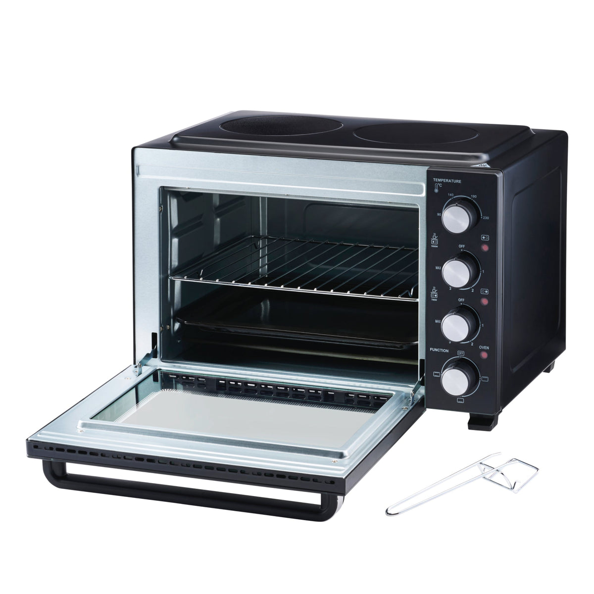 Cooks Professional 34l Mini Oven With 2 Ceramic Hobs - Countertop Cooker