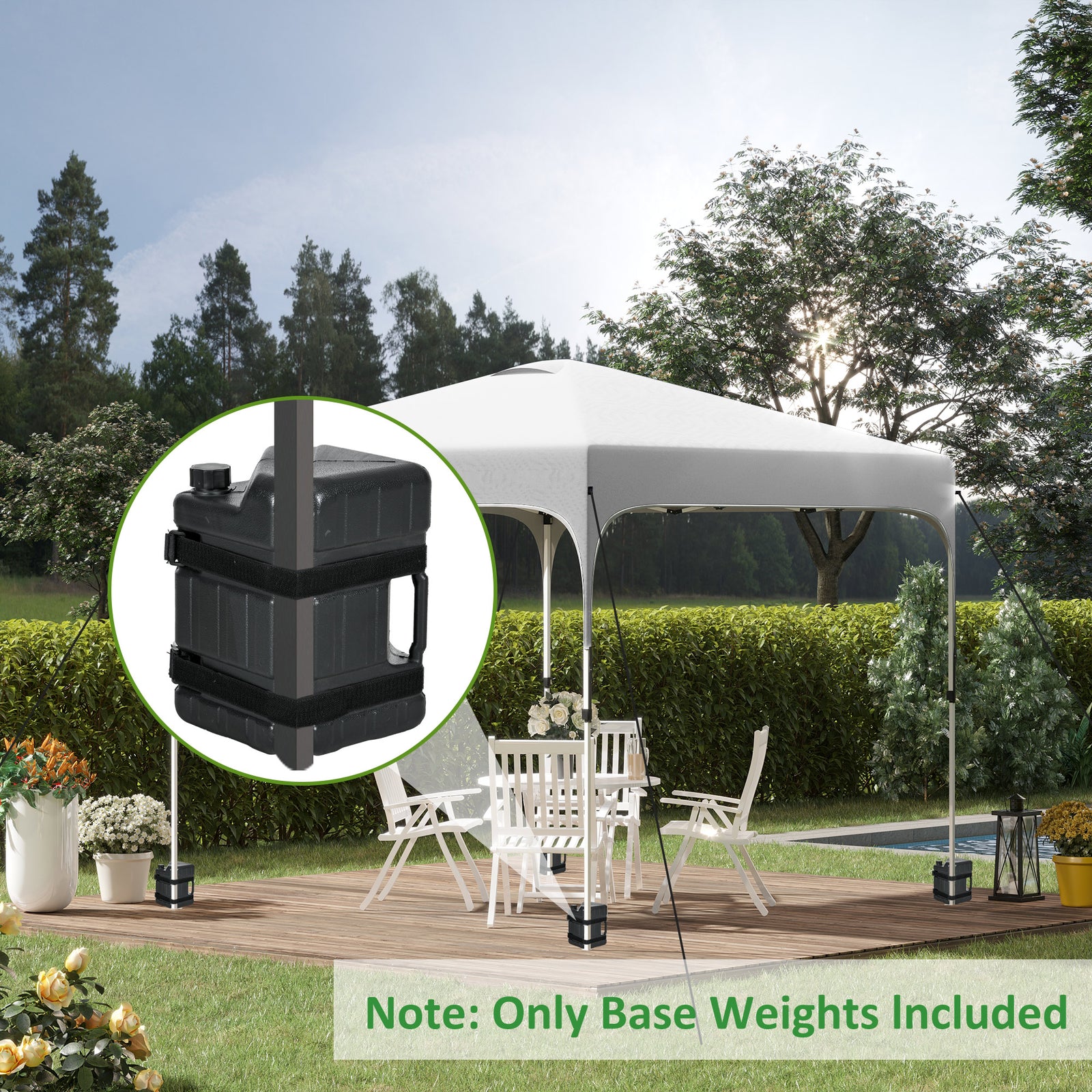 Gazebo Weights Set Of 4, Hdpe Water Or Sand Filled W/ Straps