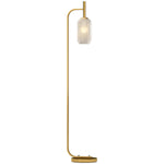 Modern Floor Lamp With Glass Lampshade, Foot Switch For Living Room | Gold