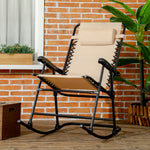 Folding Rocking Chair Zero Gravity With Headrest | Beige