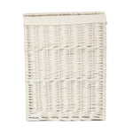 White Oatmeal Cotton Lined Square White Wash Laundry Basket | Small | White
