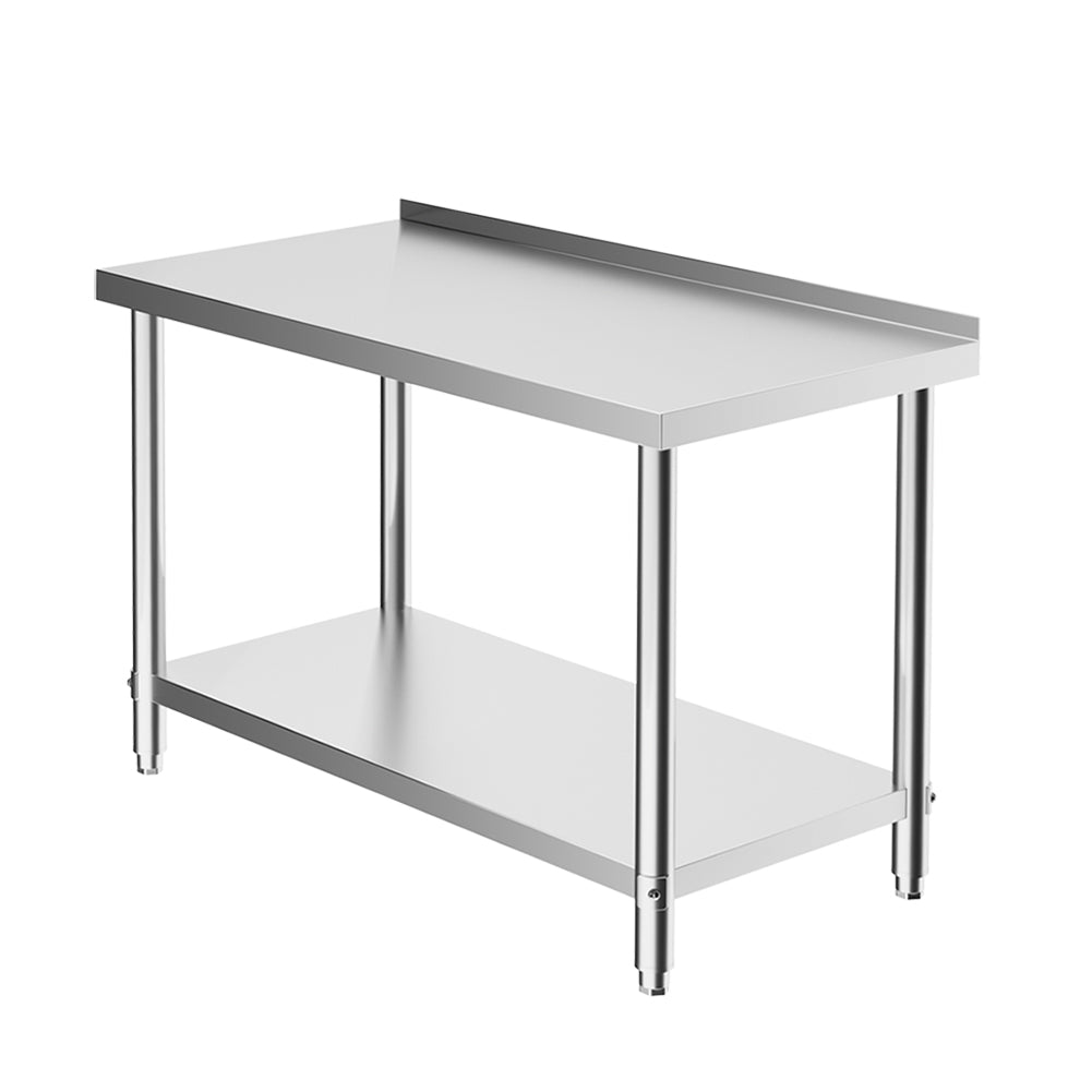 90cm/120cm/180cm×60cm×80cm H Commercial Kitchen Prep 2 Tier Work Stainless Steel Table With Backsplash | Medium