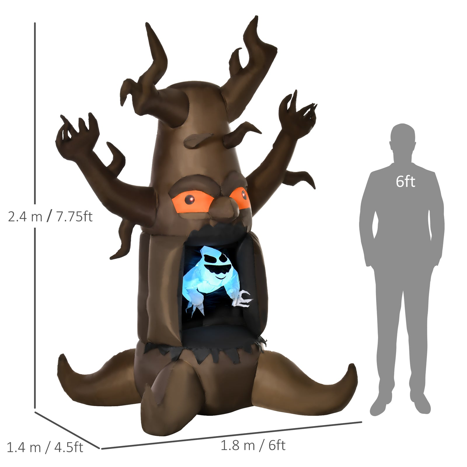 8ft Led Inflatable Floating Tree Ghost Decoration Halloween Mains Powered