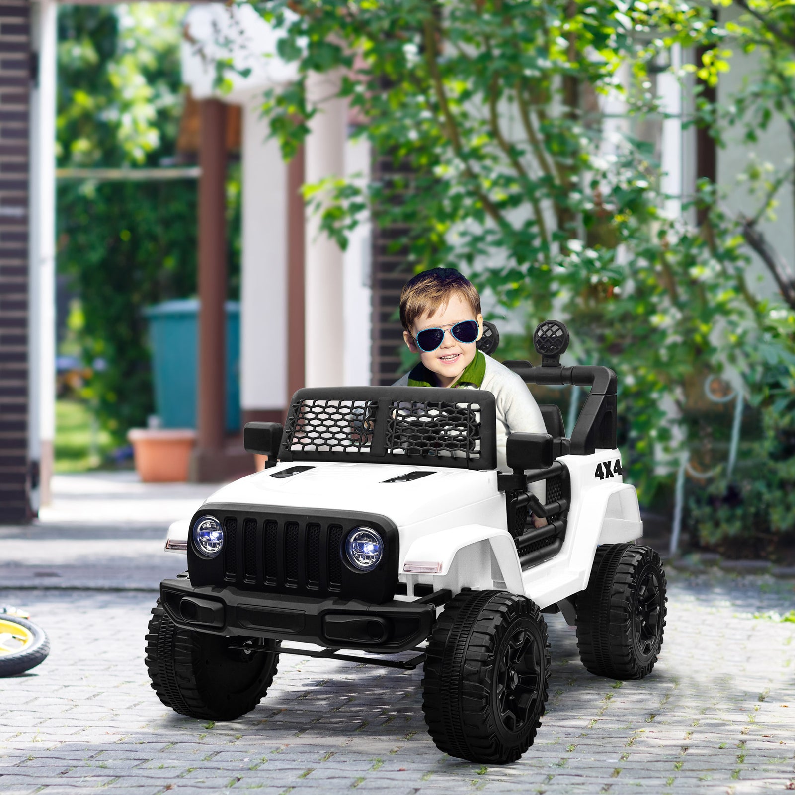 12v Kids Electric Ride On Car Truck Off-road Toy W/ Remote Control | White