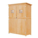 Wooden Garden Shed Tool Storage Cabinet Double Door Shelf | Natura