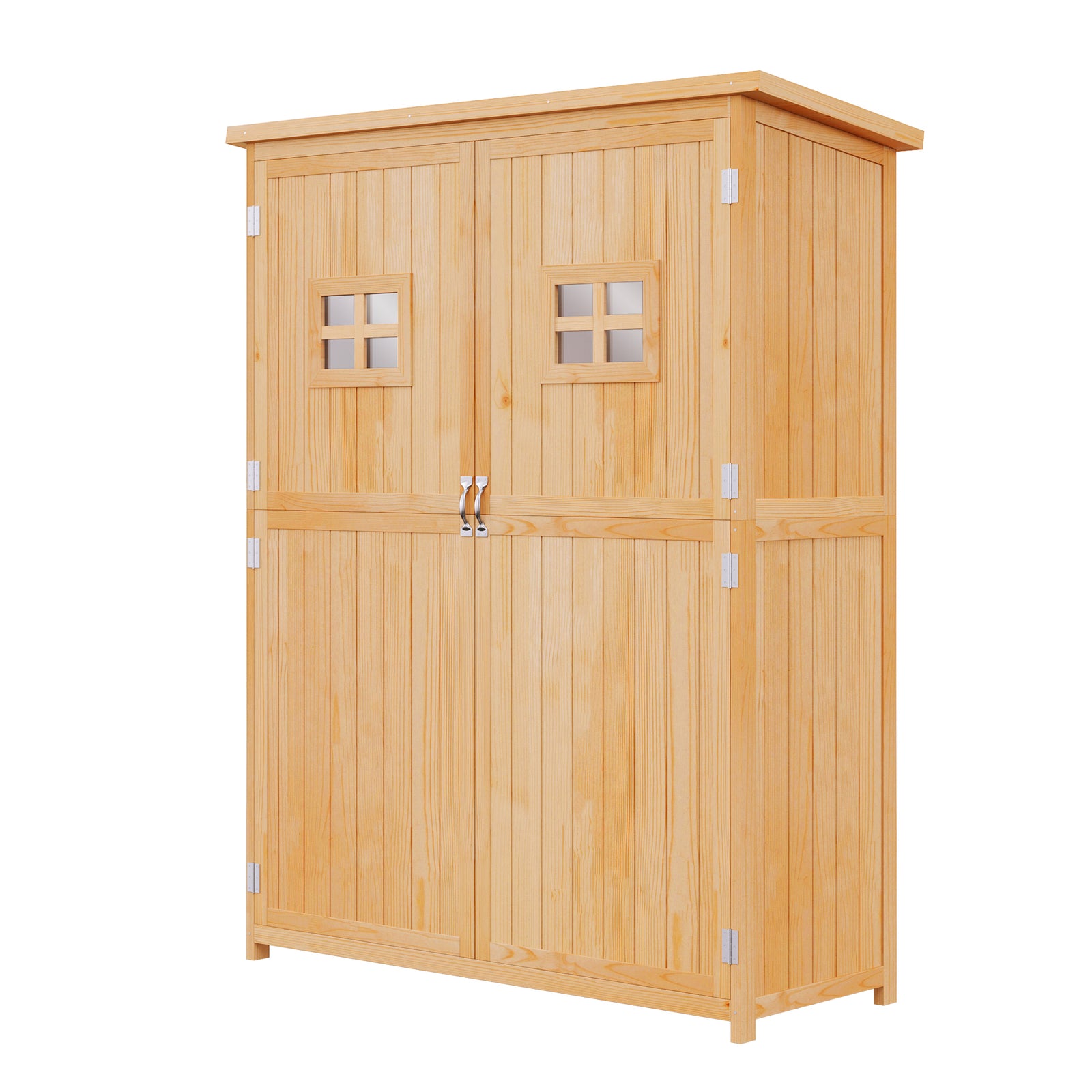 Wooden Garden Shed Tool Storage Cabinet Double Door Shelf | Natura