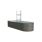 160/240/360cm W X 80cm D X 42cm H Outdoor Galvanized Steel Raised Garden Bed With Trellis | Medium | Mixed Grey