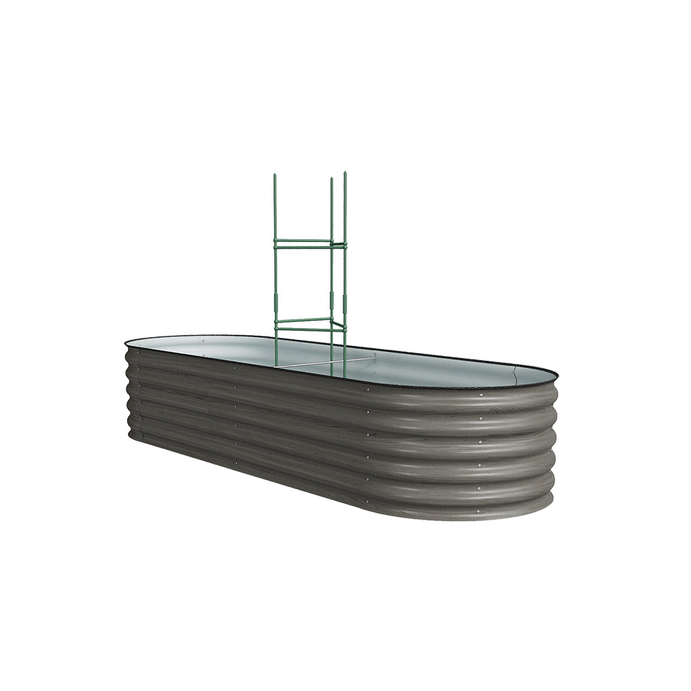 160/240/360cm W X 80cm D X 42cm H Outdoor Galvanized Steel Raised Garden Bed With Trellis | Medium | Mixed Grey